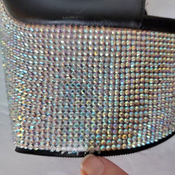 Pleaser Rhinestone Platform Stiletto Bootie Peeptoe Shoe Sz 7 Exotic Dancer Pole - Picture 11 of 13